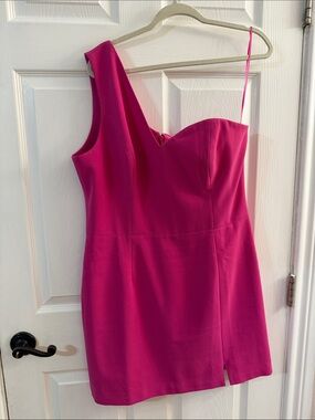 Dress the Population One-Shoulder Fuchsia Mini Dress